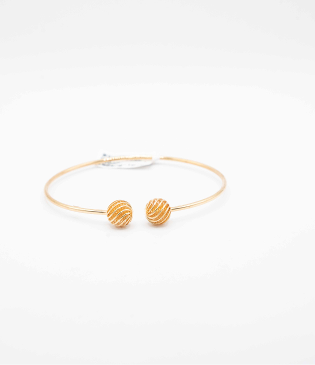 Gold Ball Bypass Bangle, Open cuff Kada