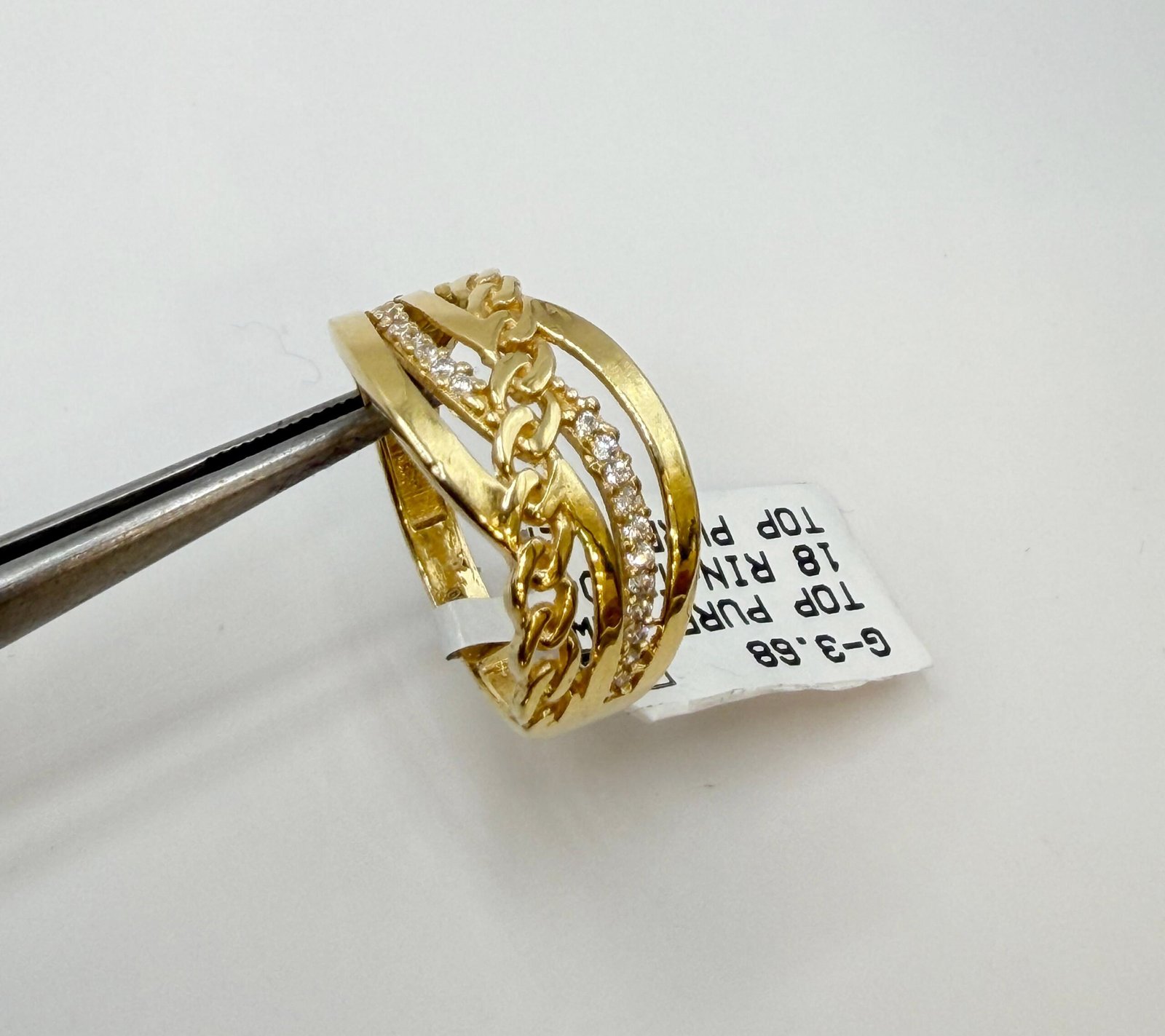Yellow Gold Twisted Chain Ring - Image 4