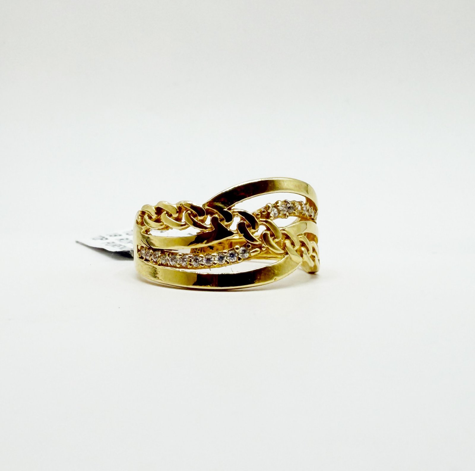 Yellow Gold Twisted Chain Ring - Image 2