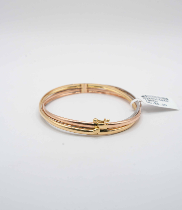 Tri-Color Gold Hinged Bangle