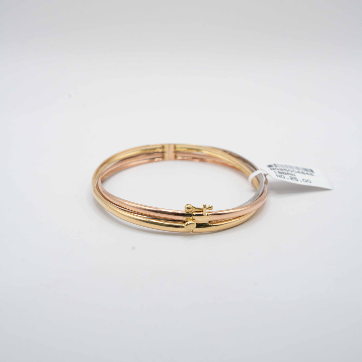 Tri-Color Gold Hinged Bangle