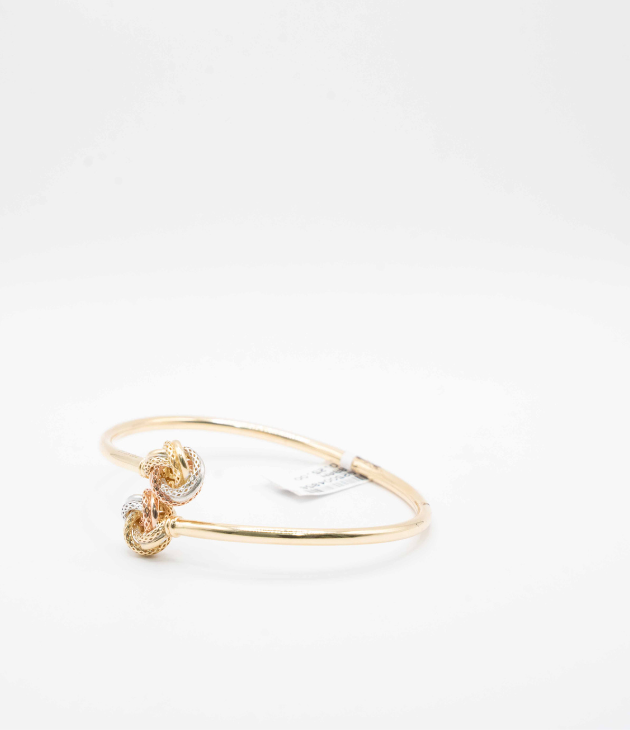 Tricolor Gold Love Knot Bypass Bangle